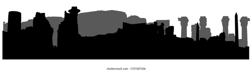 Silhouettes of building (ruins) of Karnak Temple Complex in Luxor (Egypt). Vector illustration