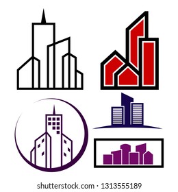 Silhouettes of buildings. Architectural buildings