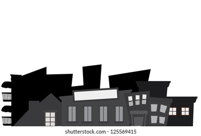 silhouettes buildings background with a space for text