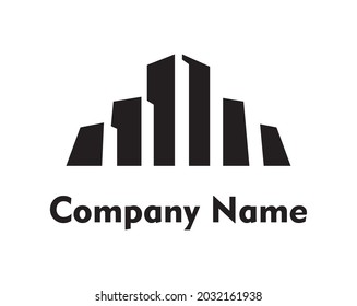 silhouettes of buildings lined up in the form of a logo design