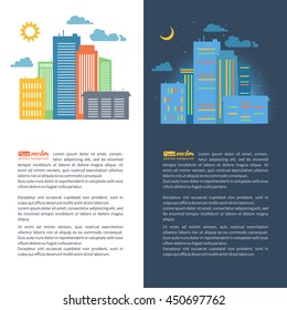 Silhouettes of buildings. Urban cityscape. Vector illustration.