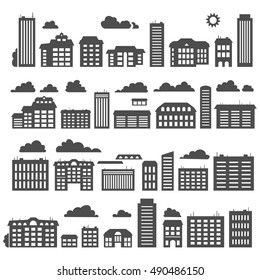 Silhouettes of buildings. Urban cityscape. Vector illustration.