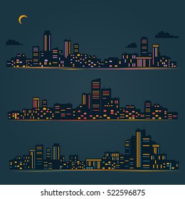 Silhouettes of buildings. Urban cityscape. Vector illustration