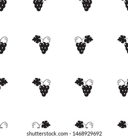  Silhouettes of bunches of grapes. Seamless vector pattern in a flat style on a white background.