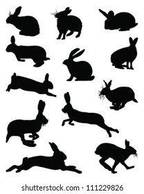 Silhouettes of bunny-vector