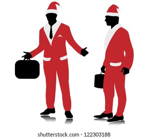 Silhouettes business man in the costume of Santa Claus.Vector