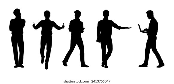 Silhouettes of Business man in different poses.