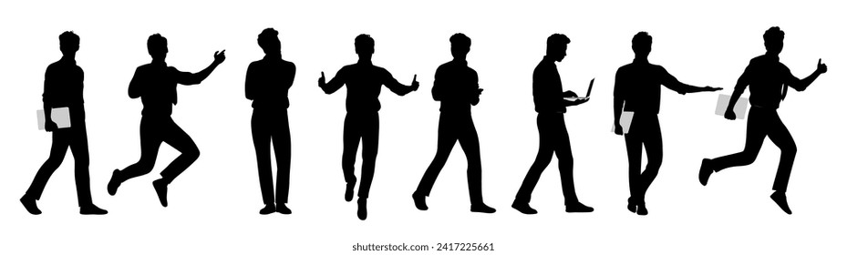 Silhouettes of Business man in different poses.