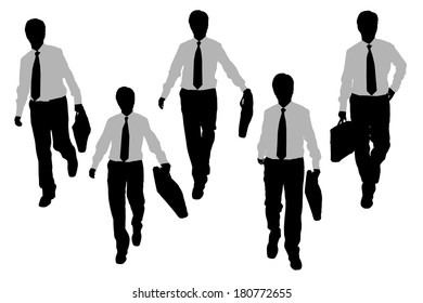 Silhouettes of Business men Walking