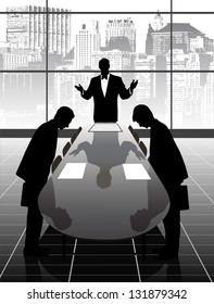 silhouettes of business people meeting