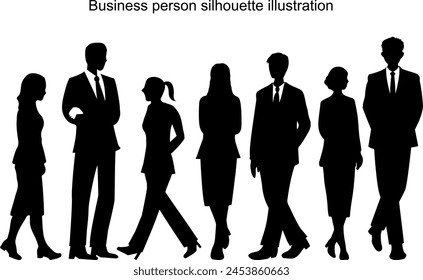 Silhouettes of business people on a white background. Vector illustration