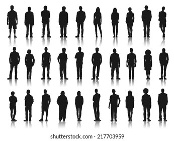 Silhouettes of Business People in a Row