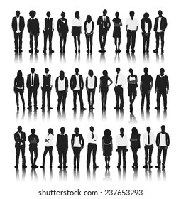 Silhouettes of Business People in a Row