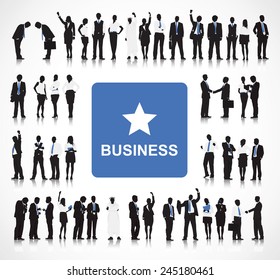 Silhouettes of Business People in a Row
