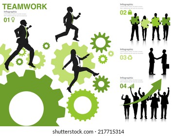 Silhouettes of Business People with Teamwork Concepts