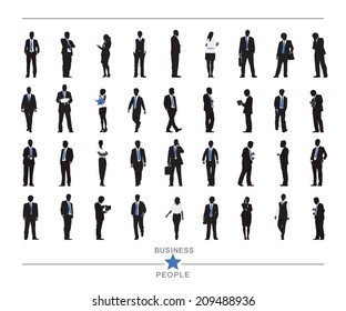 Silhouettes of Business People and Business People Texts