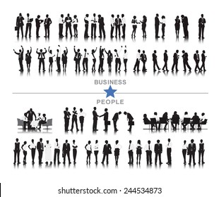 Silhouettes of Business People and Business People Texts