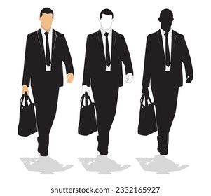 silhouettes of business people walking vector