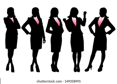 Silhouettes of Business woman with white background
