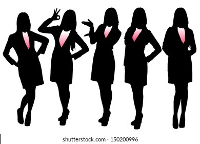 Silhouettes of Business woman with white background