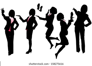 Silhouettes of Business woman with white background