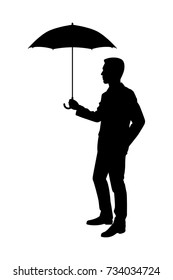 Silhouettes of businessmen with an umbrella in hand Vector on white
