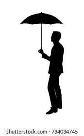 Silhouettes of businessmen with an umbrella in hand Vector on white