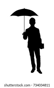Silhouettes of businessmen with an umbrella in hand Vector on white