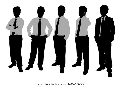 Silhouettes of Businessmen with white background