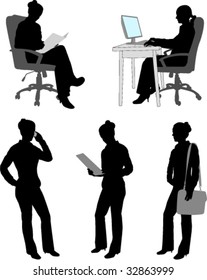 silhouettes of businesswoman - vector