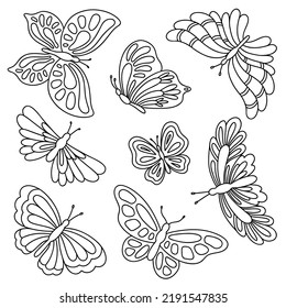 Silhouettes Butterflies Black Pictures Butterflies Insect Stock Vector ...