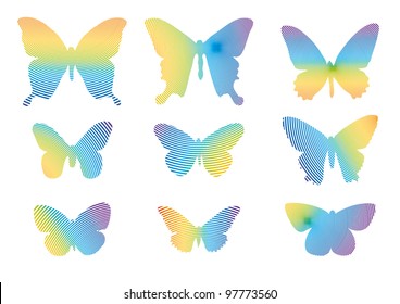 Silhouettes of butterflies created from circles