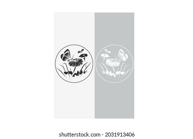 Silhouettes of butterflies. Drawn elements. Vector illustration.