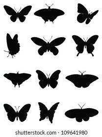 Silhouettes of butterflies =vector