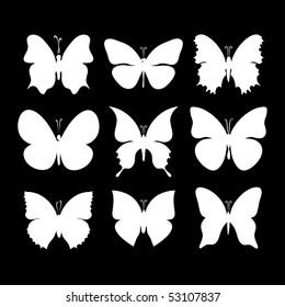 silhouettes of butterflies, vector