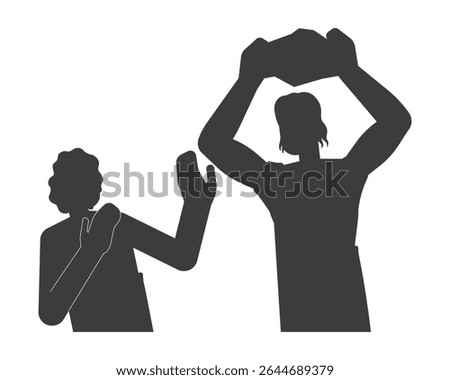 Silhouettes of Cain killing Abel 2D black filled cartoon bible characters. Biblical murder. Old testament. Religious sibling rivalry isolated clipart vector ink people. Monochrome spot illustration
