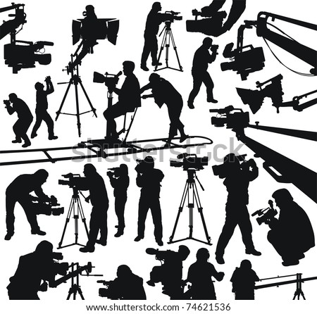  silhouettes of cameramen and camcorders