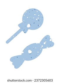 Silhouettes of candies with  texture of watercolor spots.Vector illustration