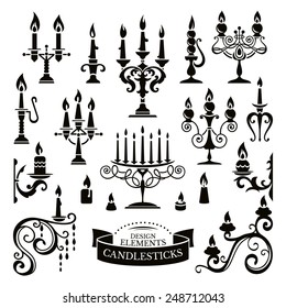 Silhouettes of candlesticks vector illustration