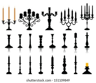 Silhouettes of candlesticks-vector