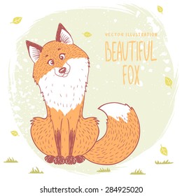 silhouettes cartoon cute and funny fox. Vector illustration