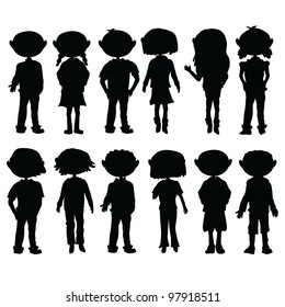 Silhouettes Cartoon Kids Boys Girls Education Stock Vector (Royalty ...