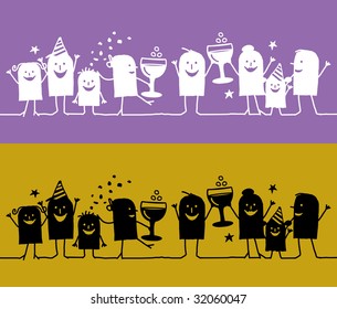 silhouettes cartoon - New Year