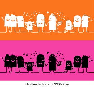 silhouettes cartoon - WEdding day