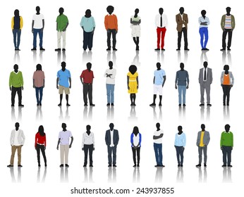 Silhouettes of Casual People with Colorful Clothes