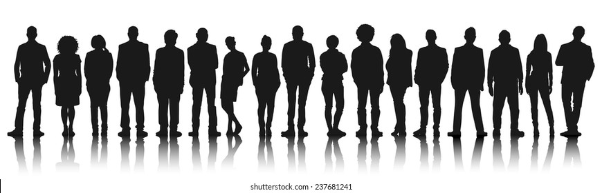 Silhouettes of Casual People in a Row