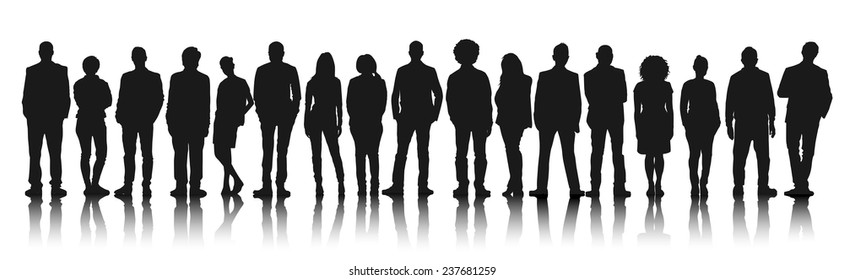 Silhouettes of Casual People in a Row