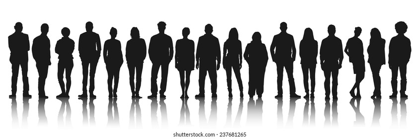 Silhouettes of Casual People in a Row