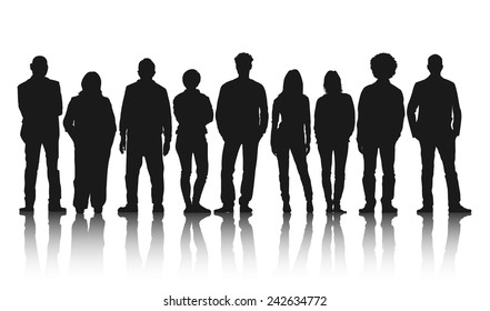 Silhouettes of Casual People in a Row