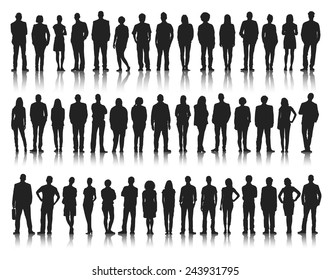 Silhouettes of Casual People in a Row